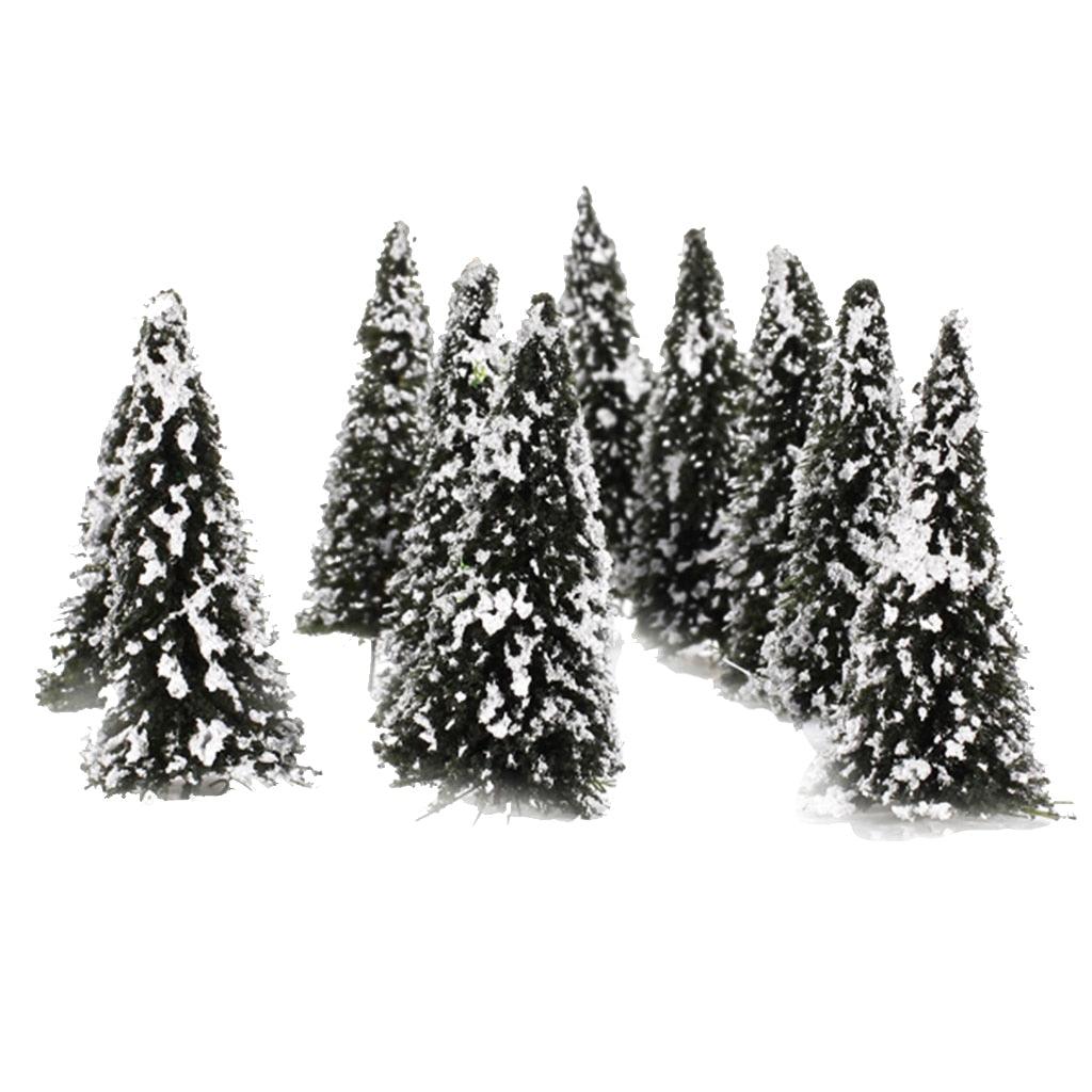 10pcs Plastic Model Tree with Snow N Scale - Christmas Trees USA