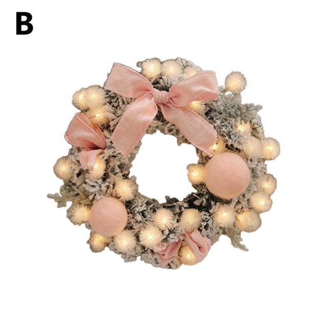 Christmas Artificial Rattan Flower Wreath  With String Light - Christmas Trees USA