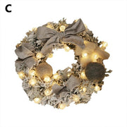 Christmas Artificial Rattan Flower Wreath  With String Light - Christmas Trees USA
