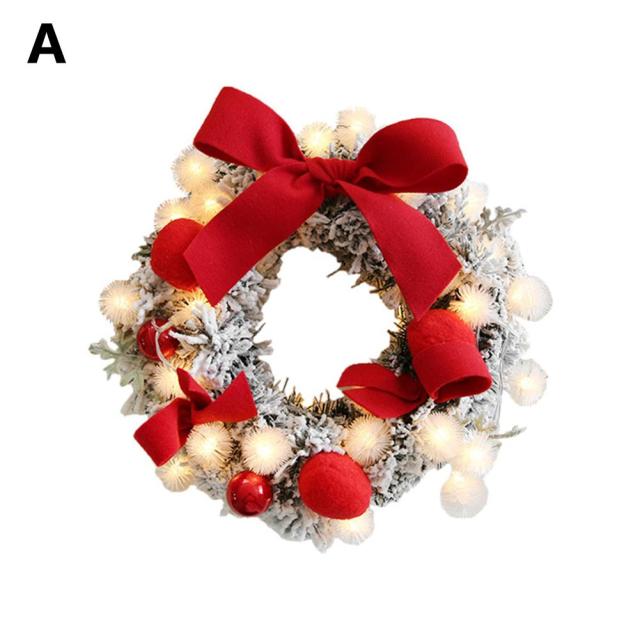 Christmas Artificial Rattan Flower Wreath  With String Light - Christmas Trees USA