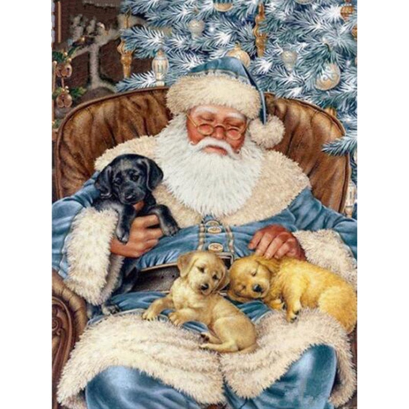 Full 5D Diy Daimond Painting "Santa Claus&Puppy"