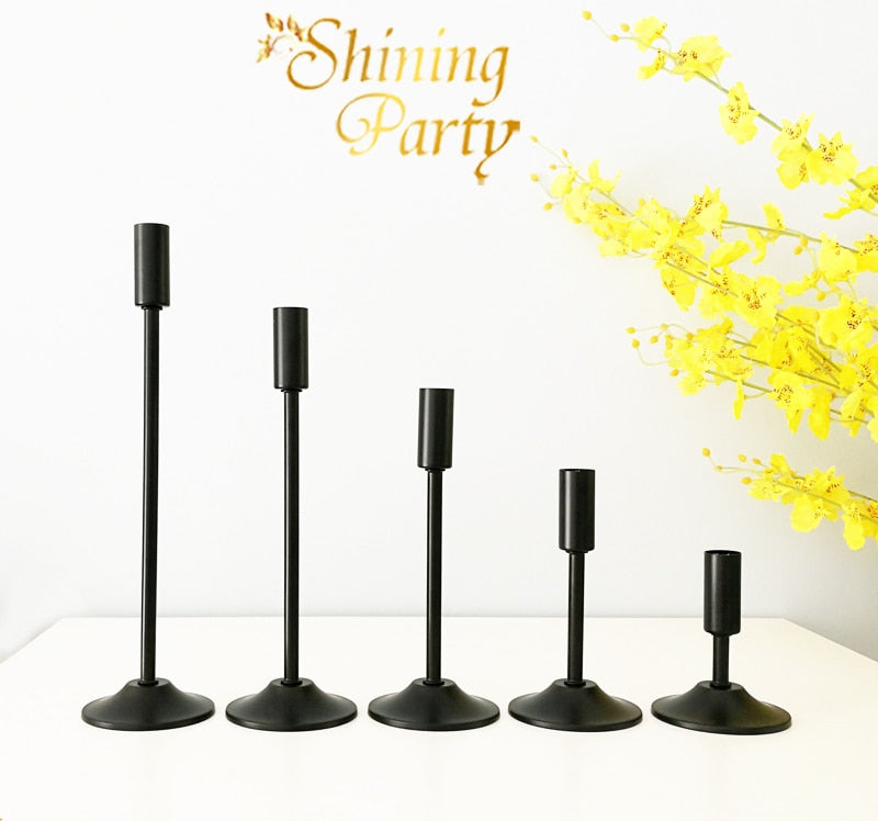 Shining Party Black Metal Candle Holders, Candlesticks, Christmas Decoration