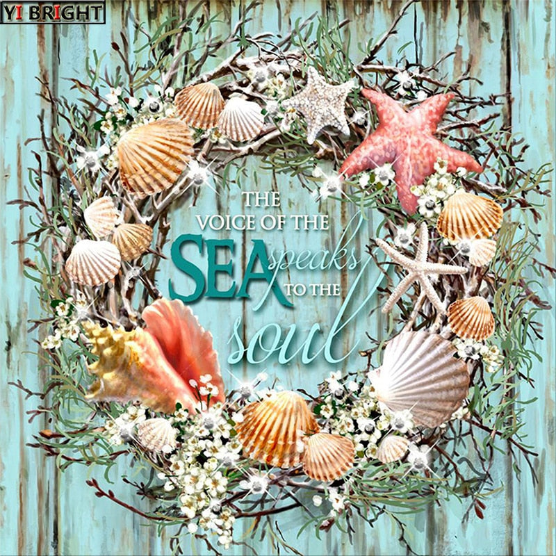 Diamond Embroidery Beautiful Sea-Shell Wreath ross Stitch 5D DIY Painting