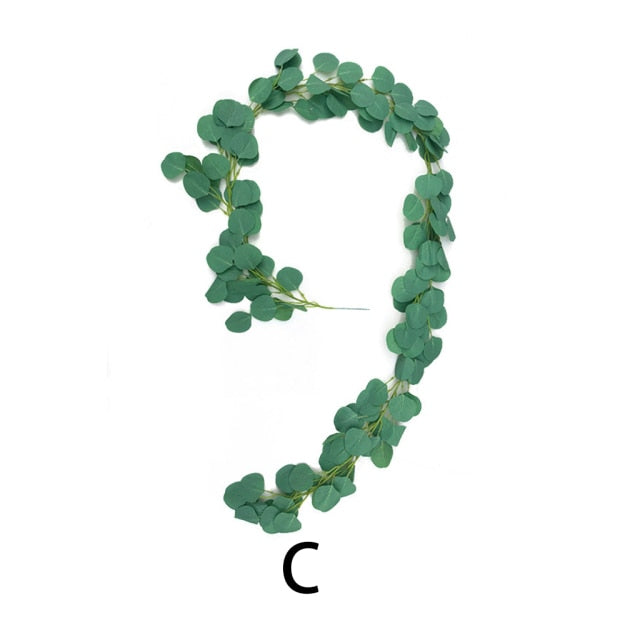 2M Artificial Green Eucalyptus Garland Leaves Christmas Decoration Wreath DIY - Christmas Trees USA