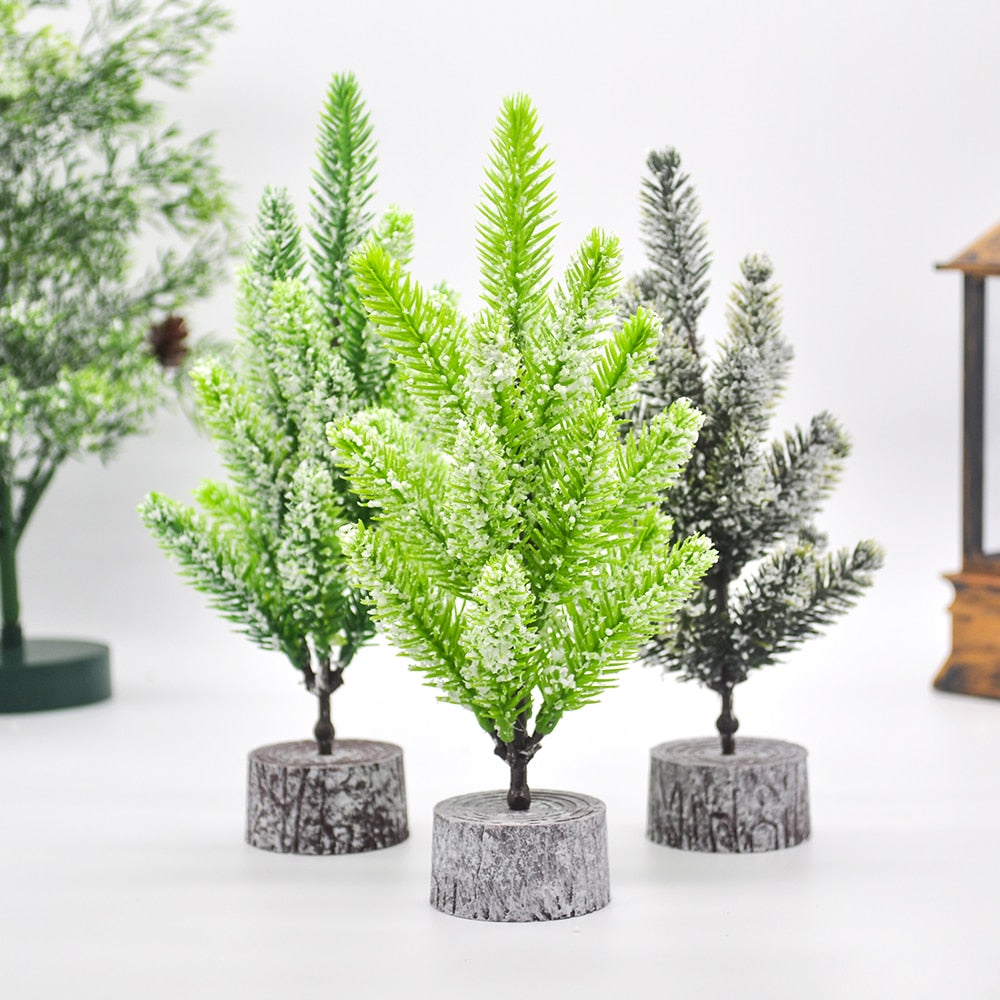 White Snow Encrypted Green Tree Mini Artificial Christmas Tree