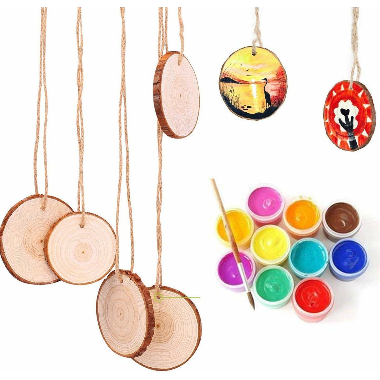 Natural Round Wood Slices For Christmas Decoration