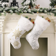 Christmas Stockings White Stamping Gold Snowflake Xmas - Christmas Trees USA
