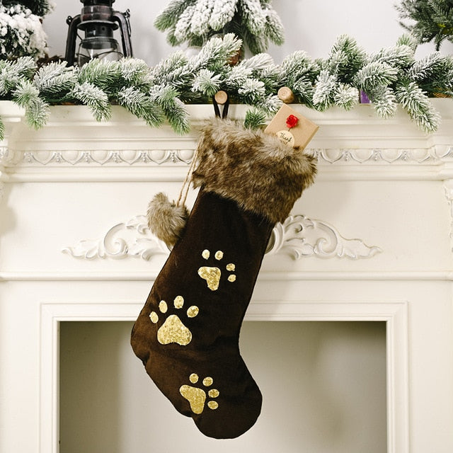 Christmas Stockings White Stamping Gold Snowflake Xmas - Christmas Trees USA