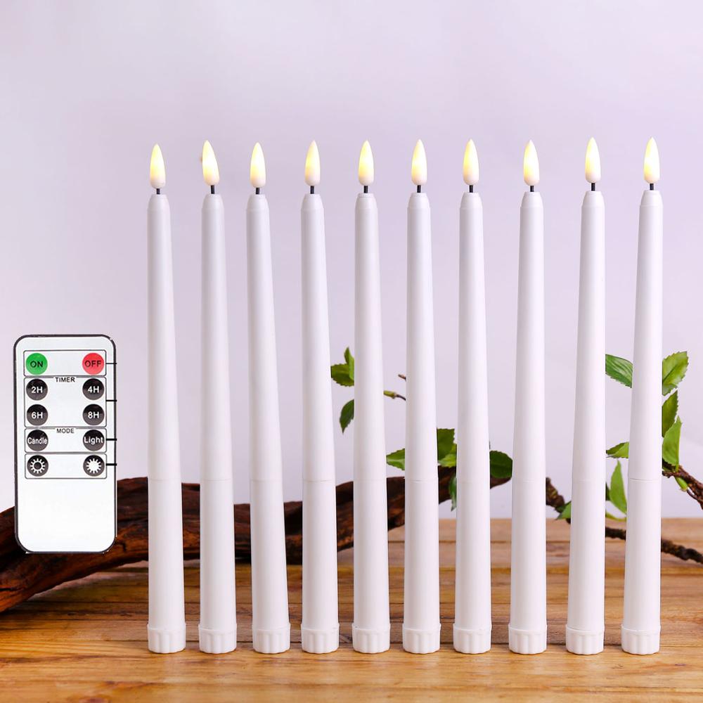 Realistic Plastic 11 inch Long Ivory White Battery Operated Candle stick
