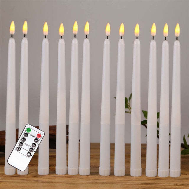 Realistic Plastic 11 inch Long Ivory White Battery Operated Candle stick