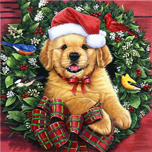 Santa Claus Diamond Embroidery Christmas Wreath Painting