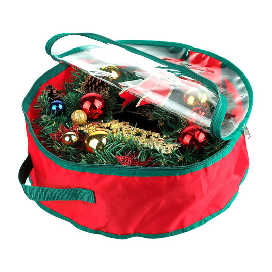 Transparent Christmas Wreath Storage Bag with Handle Cover