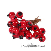 5/6/8/10/12/50/70/90pcs mini Red Artificial Flowers Stamen Berries Bundle DIY - Christmas Trees USA