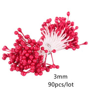 5/6/8/10/12/50/70/90pcs mini Red Artificial Flowers Stamen Berries Bundle DIY - Christmas Trees USA