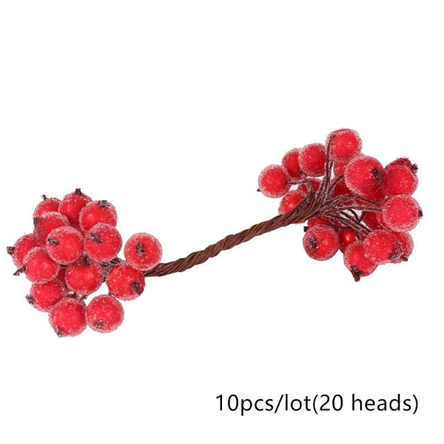 5/6/8/10/12/50/70/90pcs mini Red Artificial Flowers Stamen Berries Bundle DIY - Christmas Trees USA