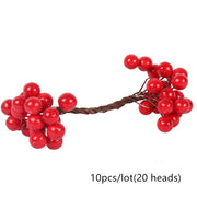 5/6/8/10/12/50/70/90pcs mini Red Artificial Flowers Stamen Berries Bundle DIY - Christmas Trees USA