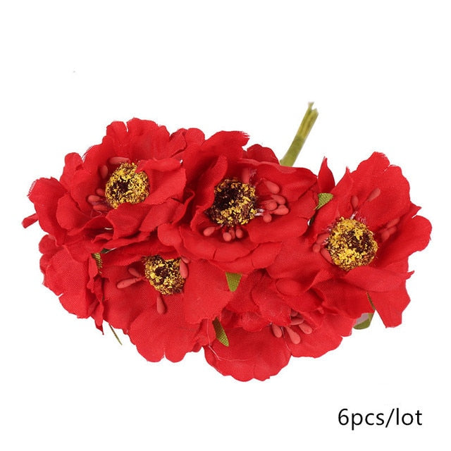 5/6/8/10/12/50/70/90pcs mini Red Artificial Flowers Stamen Berries Bundle DIY - Christmas Trees USA