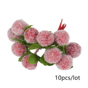 5/6/8/10/12/50/70/90pcs mini Red Artificial Flowers Stamen Berries Bundle DIY - Christmas Trees USA