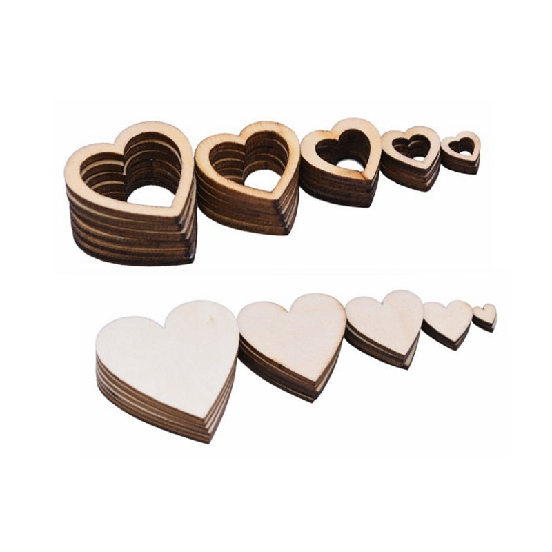 Heart Wooden Confetti Table Scatter Rustic Wood Table Decoration ornaments