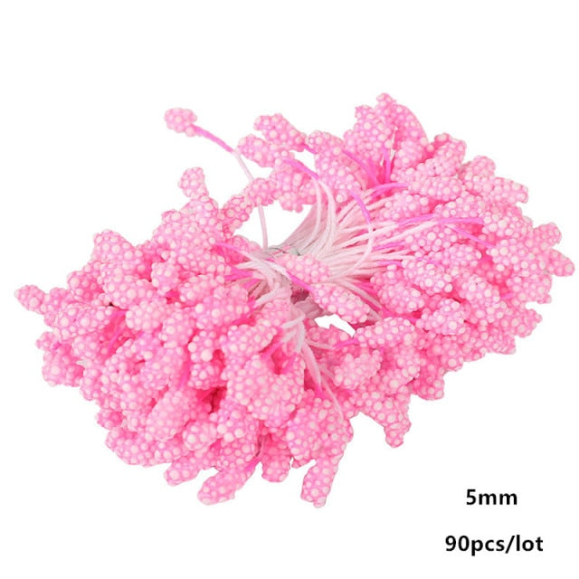 8/10/12/70/90pcs Pink Artificial Flowers Cherry Stamen Berries Bunch DIY - Christmas Trees USA