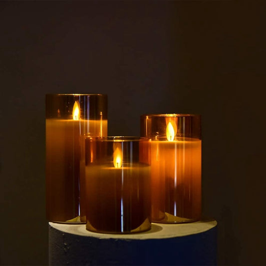 Flameless Amber Glass LED Candles