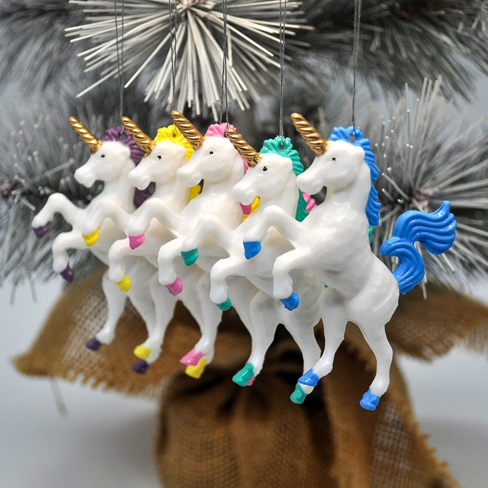 Multicolor Unicorn Christmas Tree Ornaments Hanging