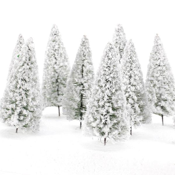 10Pcs Scale White Model Tree Scenery Railroad - Christmas Trees USA