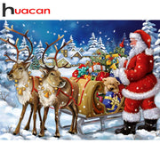 Huacan Full Drill Square Diamond Painting Santa Claus Embroidery Cross Stitch Rhinestone Christmas Decorations For Home