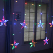 Multi color Star Moon Curtain Lights Christmas Tree - Christmas Trees USA