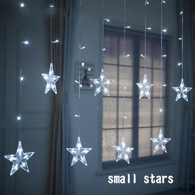 Multi color Star Moon Curtain Lights Christmas Tree - Christmas Trees USA