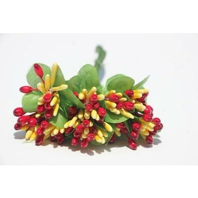 5/6/8/10/12/50/70/90pcs mini Red Artificial Flowers Stamen Berries Bundle DIY - Christmas Trees USA