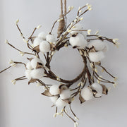 Small Dried Cotton Candle Ring Farmhouse Rustic Boho