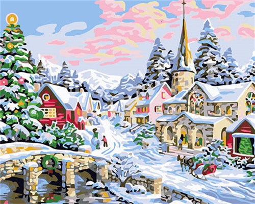 Frame Painting By Kits Numbers Christmas Landscape