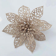 "Glitter Christmas Poinsettia Flower Ornaments - Sparkling Tree Decorations"