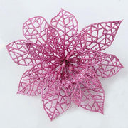 "Glitter Christmas Poinsettia Flower Ornaments - Sparkling Tree Decorations"