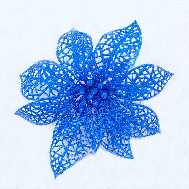 "Glitter Christmas Poinsettia Flower Ornaments - Sparkling Tree Decorations"
