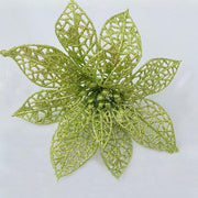 "Glitter Christmas Poinsettia Flower Ornaments - Sparkling Tree Decorations"