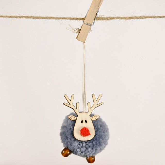 Cute Felt Wooden Elk Christmas Tree Pendants