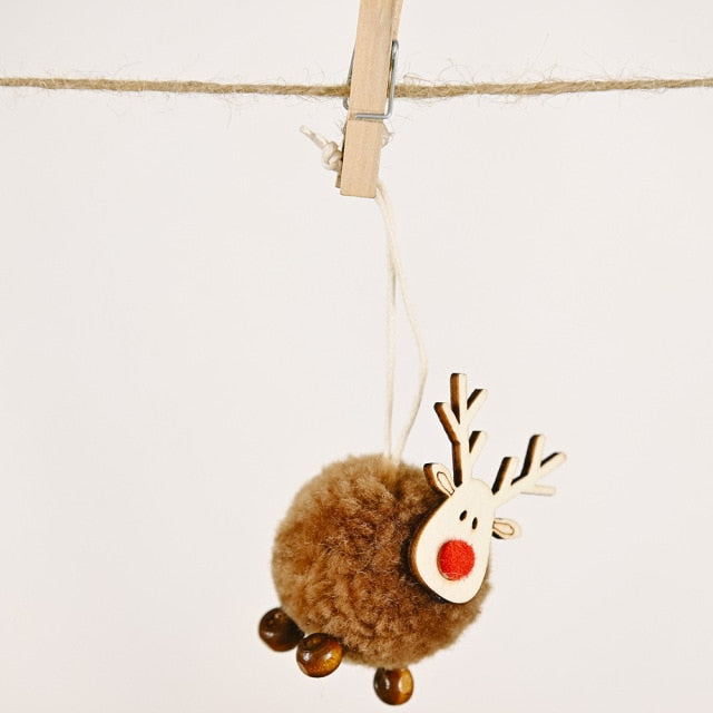 Cute Felt Wooden Elk Christmas Tree Pendants