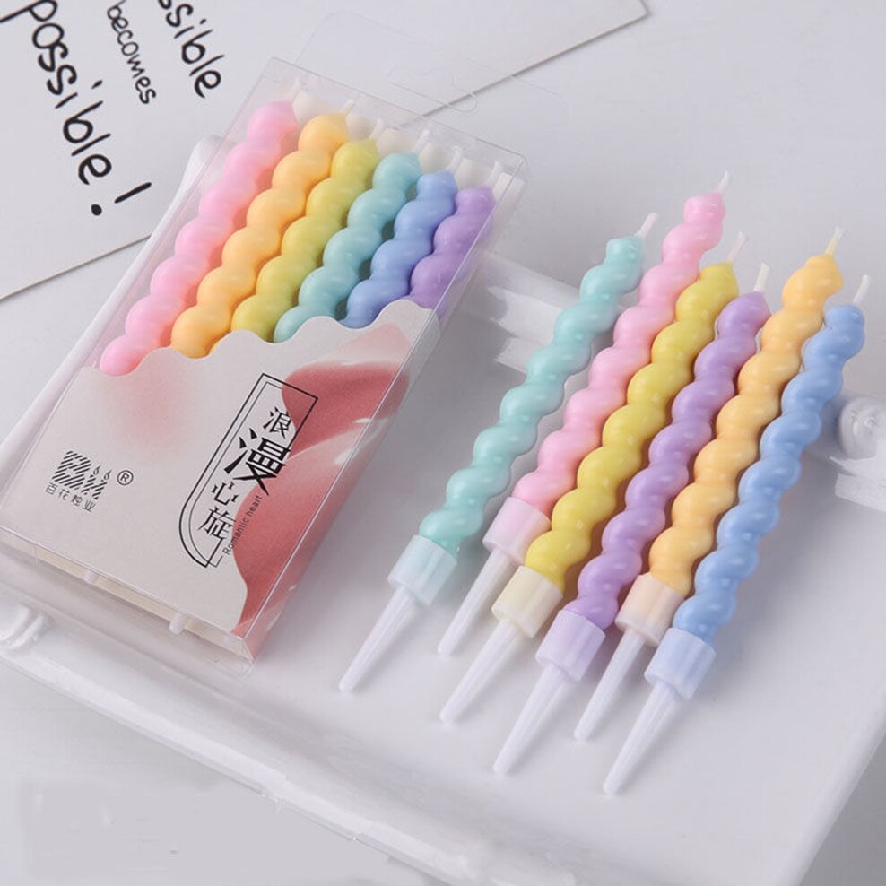 Birthday Candles Korea Macron Candy Color Spiral Twisted Candle