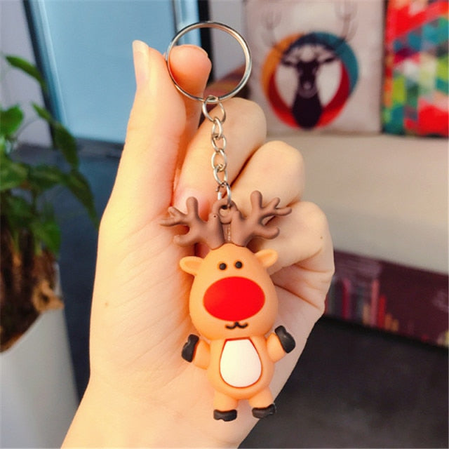 Santa Claus Elk Snowman Keychain
