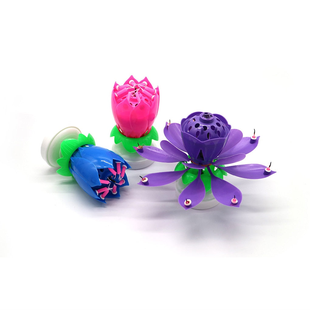 Joy Singing Music Birthday Candle Monolayer Lotus Candle Flowering Music
