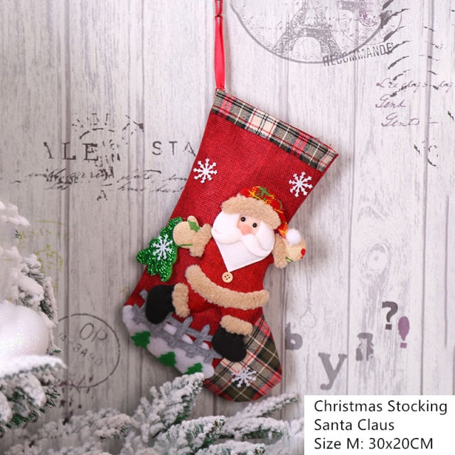 Christmas Stocking Sack Xmas Gift Candy Bag - Christmas Trees USA