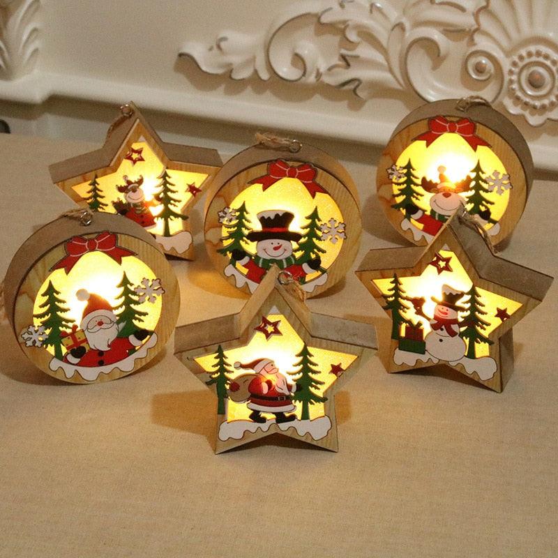 Led Light Wood House Christmas Tree Decorations - Christmas Trees USA