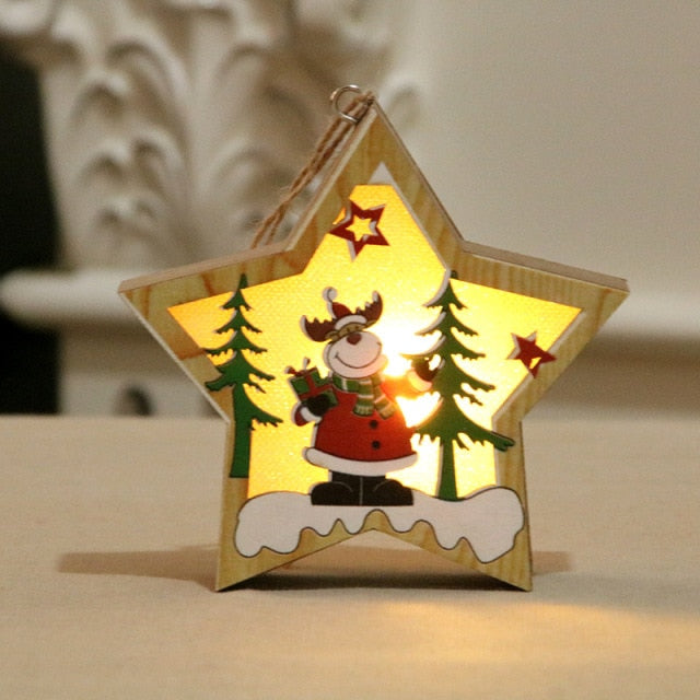 Led Light Wood House Christmas Tree Decorations - Christmas Trees USA