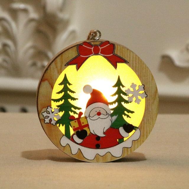 Led Light Wood House Christmas Tree Decorations - Christmas Trees USA