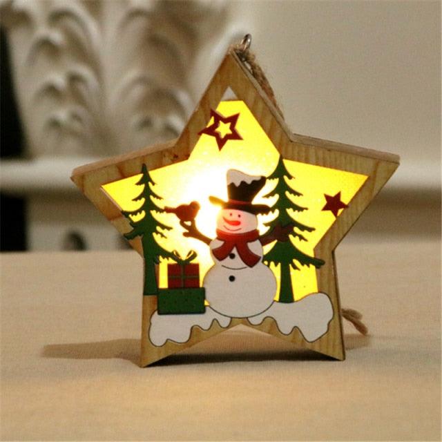 Led Light Wood House Christmas Tree Decorations - Christmas Trees USA