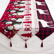 Christmas Gift Linen Elk Snowman Table Runner