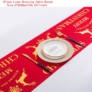 Christmas Gift Linen Elk Snowman Table Runner