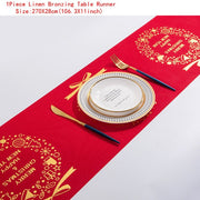 Christmas Gift Linen Elk Snowman Table Runner